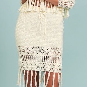 Mink Pink Cream Knit Skirt with Tassels